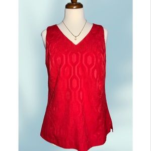 Banana Republic True Red Jacquard Print V Neck Lined Dressy Work Tank Top 10